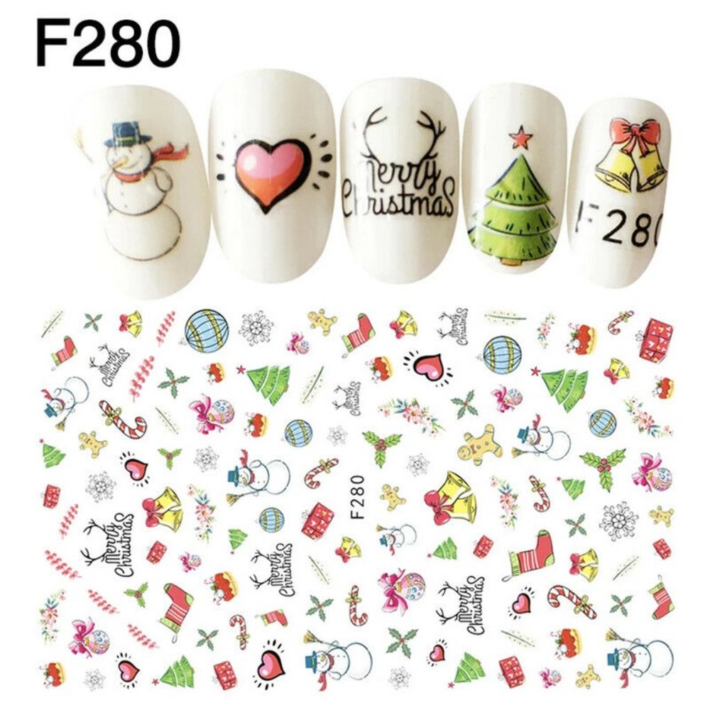 Nail Stickers Nail Art Decal Waterproof Christmas Tree Santa Bell Deer
